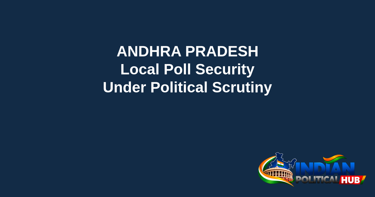 Indian Political Hub branded editorial headline graphic: Andhra Pradesh local poll security.